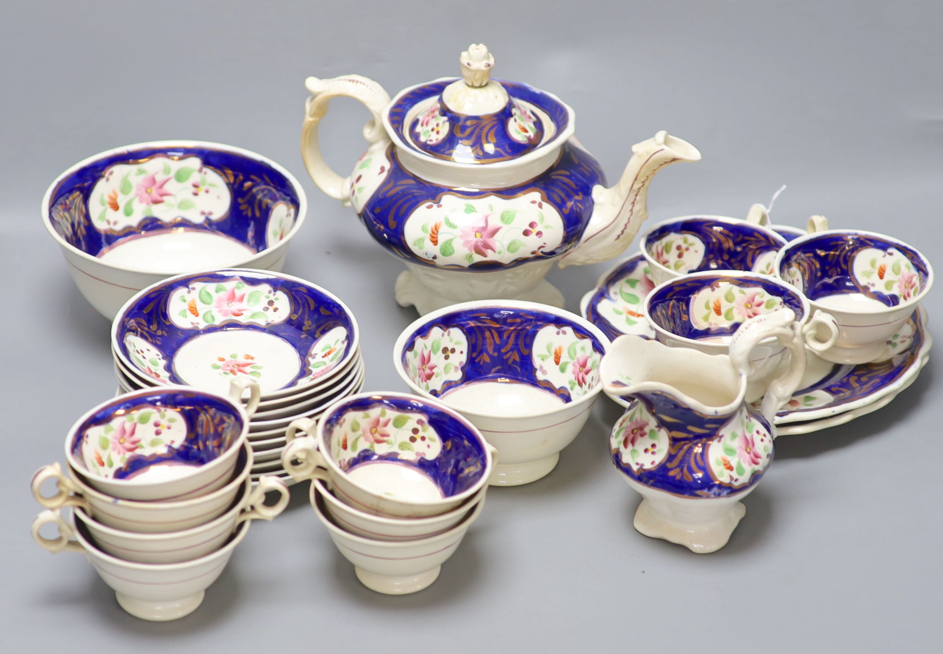 A Victorian Continental porcelain teaset